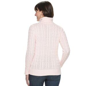 Croft & Barrow Womens Barbie Fisherman Cable Knit Turtleneck Sweater M